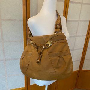 b. makowsky Brown/Tan Pebble Grain Shoulder Bag - Medium Size - Very Soft